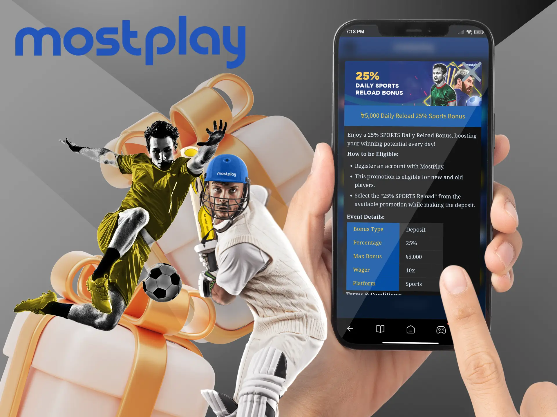 Sports fans will really appreciate Mostplay's bonuses on regular top-ups.
